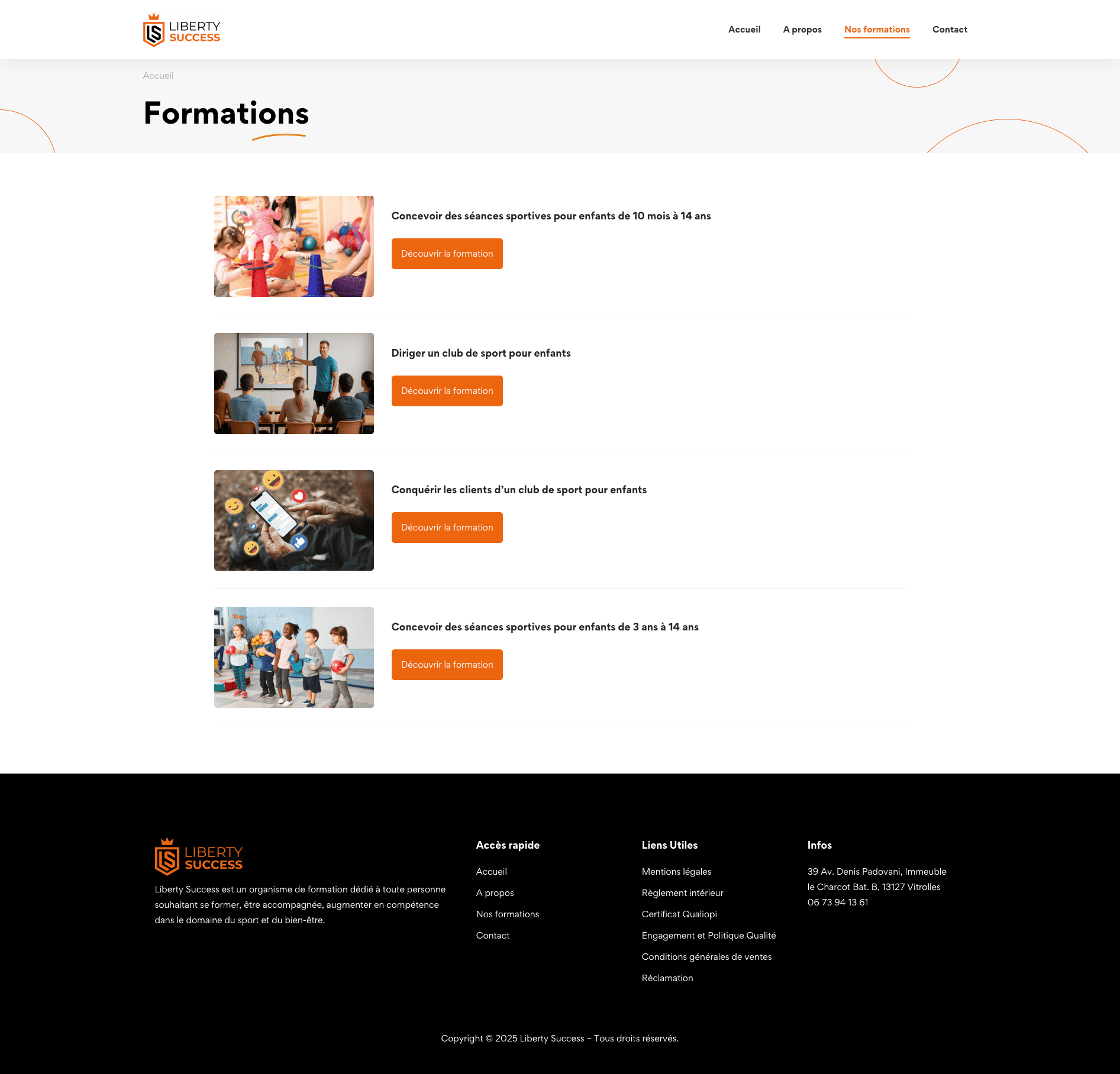 Capture écran Liberty Success Page Formation