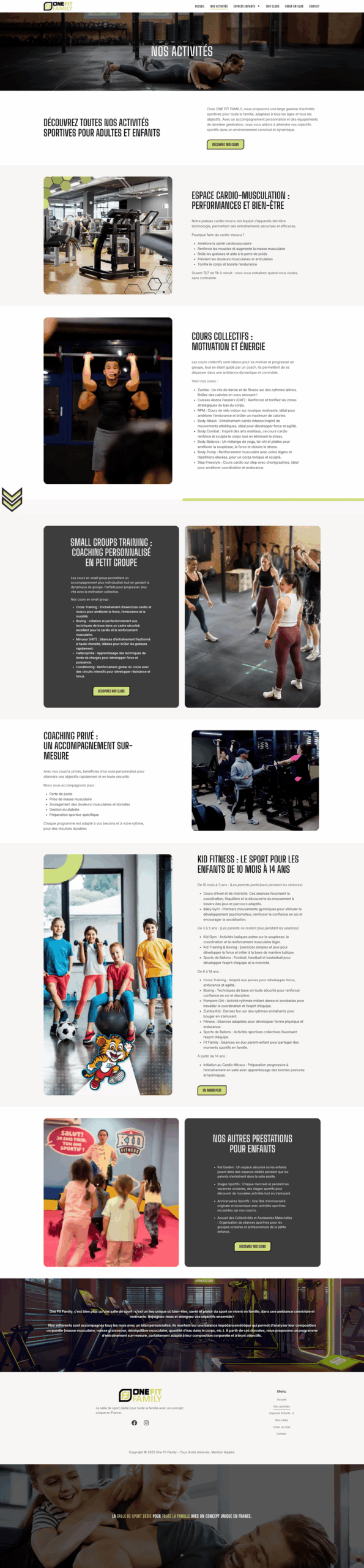 Capture écran One Fit Family Page Nos Activites Accueil