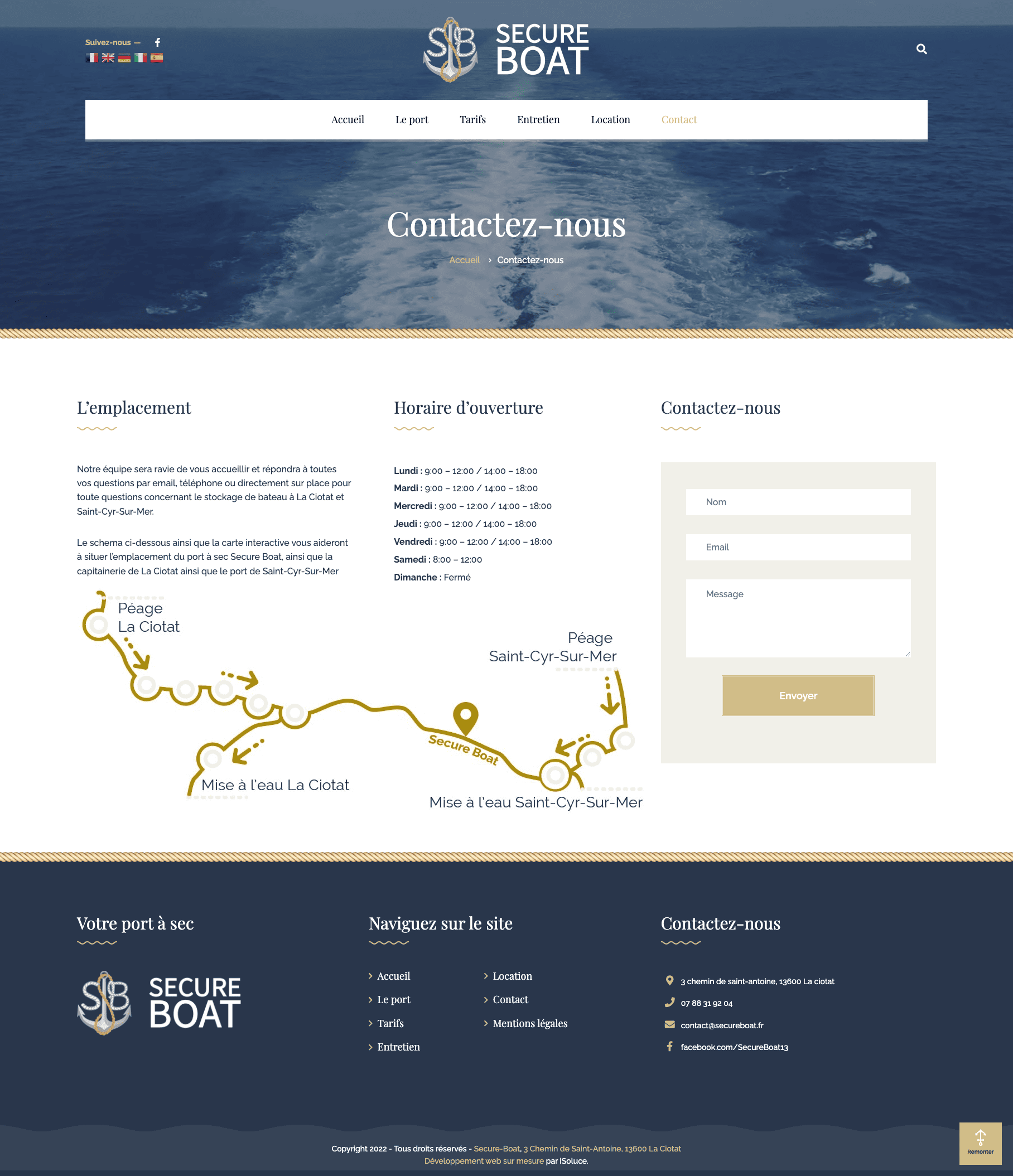 Capture écran Page Contact Secure Boat